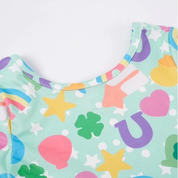 Boutique St Patrick's Day Girls Lucky Charms Rainbow Shamrock Dress - Picture 2 of 3